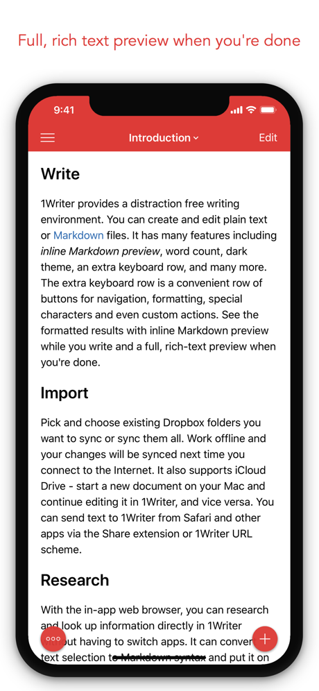 1Writer - Markdown Text Editor screenshot on ios