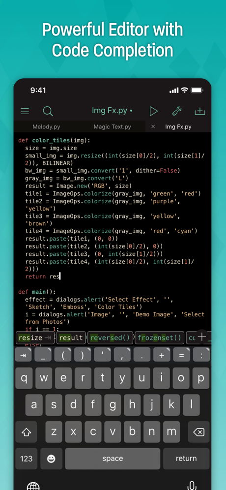 Pythonista 3 screenshot on ios