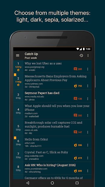 Materialistic - Hacker News screenshot on android