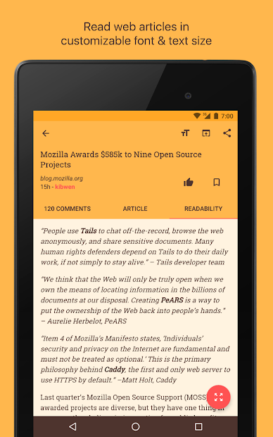 Materialistic - Hacker News screenshot on android