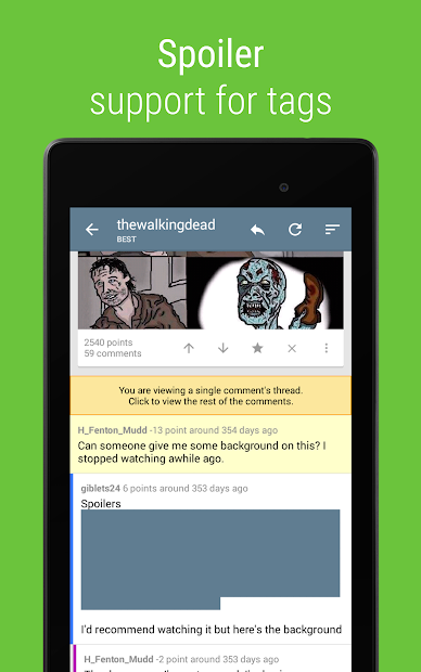 Sync for reddit screenshot on android