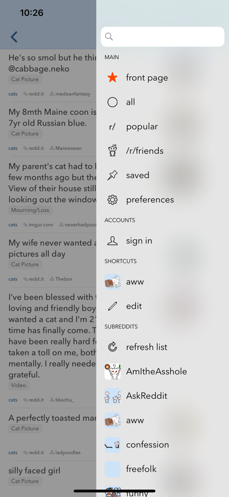 narwhal for reddit screenshot on ios